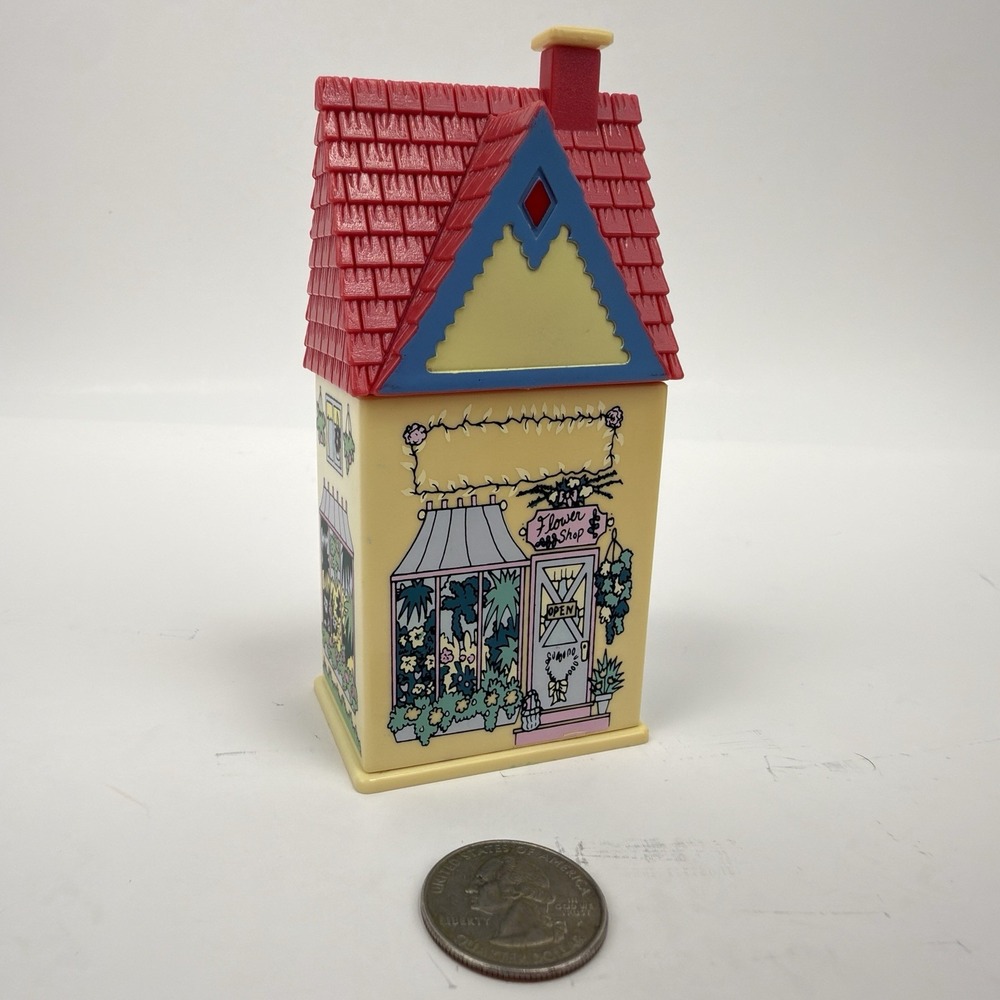 Vintage Reader's Digest Flower Shop House Trinket Box Red Roof 1992